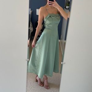 Sage tea length dress